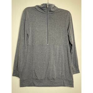 Ginkana Women's Cotton Funnel Neck 3/4 Zipper Gorpcore Sport Soft Sweater Gray S